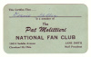 Pat Molittieri Fan Club card